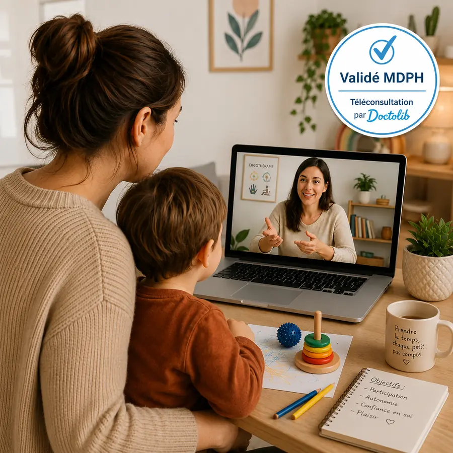 Bilan en ergothérapie en téléconsultation Doctolib pour enfant, Ergothérapeute Lyon